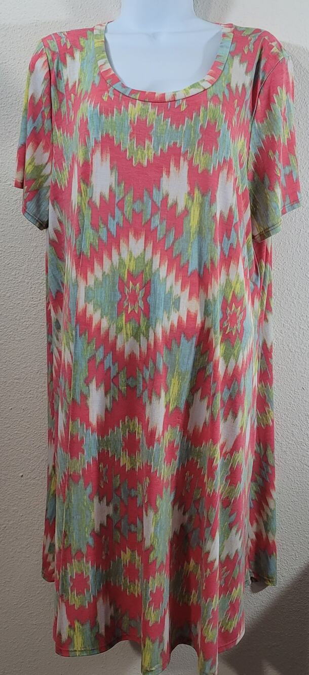 Paisley Grace Coral Green Blue A Line Dress 3XL Lightweight Flowy Stretchy Soft